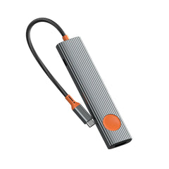 Hub USB-C WiWU Travel 7-em-1 WI-HB007 | Carregamento PD 100W, HDMI 4K e Botão de Privacidade "One-Touch Screen Off" em Alumínio