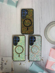 Capa AIBEEV Glitter MagSafe com Proteção Dedicada de Câmara para Smartphone Samsung Galaxy S26 Ultra - Edição Brilhante Multicolorida