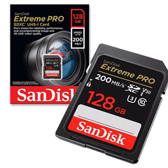 Cartão De Memória Sandisk Extreme Pro 128GB 200MB/s 4K UHD