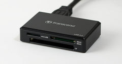 Transcend USB 3.0 Super Speed Multi-Card Reader para Cartões SD/SDHC/SDXC/MS/CF (TS-RDF8K) - Preto