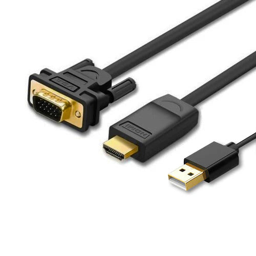 UGreen HDMI TO VGA Converter Round Cable - 1.5M (Black) (MM101/30449)