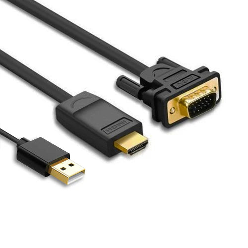 UGreen HDMI TO VGA Converter Round Cable - 1.5M (Black) (MM101/30449)
