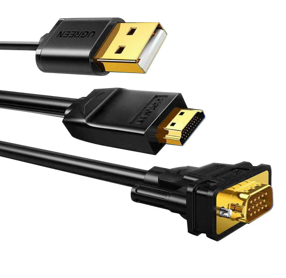 UGreen HDMI TO VGA Converter Round Cable - 1.5M (Black) (MM101/30449)