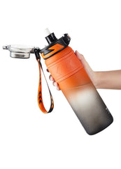 Garrafa de Água Tritan TKK-1020 | 1000ml com Canudo e Design Ergonómico – Orange & Black