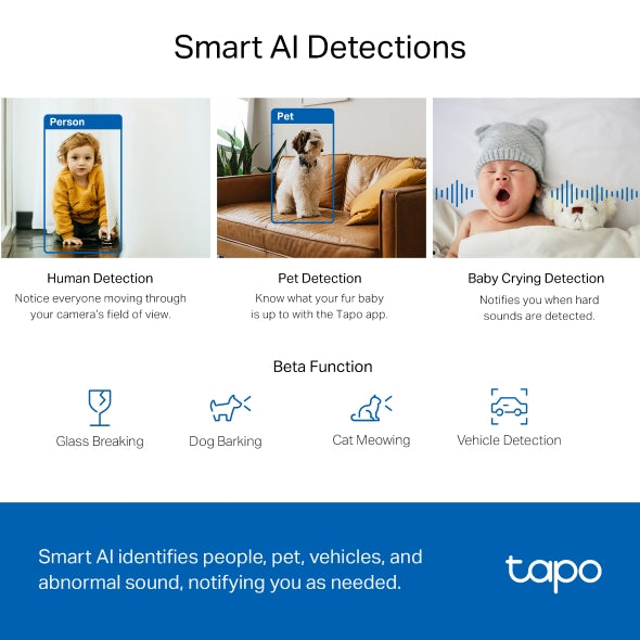 Câmara de Segurança Wi-Fi Inteligente 2K 4MP Pan/Tilt TP-Link Tapo C220 com Inteligência Artificial e Visão Noturna