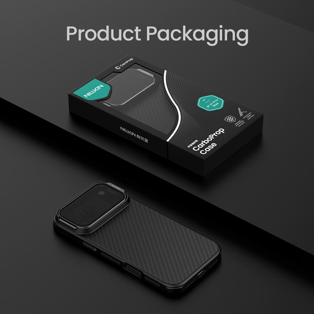 Capa Nillkin CarboProp MagSafe com Fibra de Aramida, Suporte e Proteção de Câmara CamProp para Smartphone Apple iPhone 17 Pro Max / iPhone 18 Pro Max - Preta