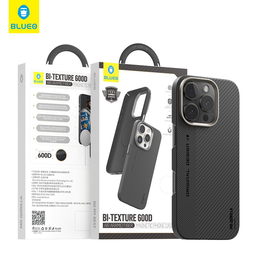 Capa Magnética Blueo Armor Bi-Texturizada em Fibra de Aramida para iPhone Série 16