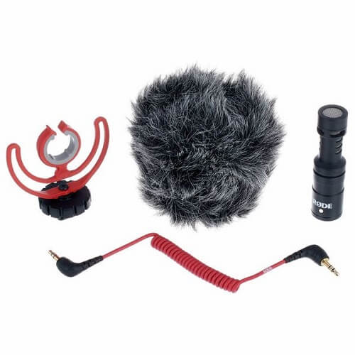 Rode VideoMicro Compact On-Camera Microphone with Rycote Lyre Shock Mount, Auxiliary, Black