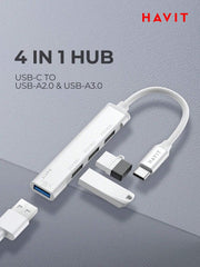 Havit HB41 Tipo-C Hub de Liga de Alumínio de 4 Portas