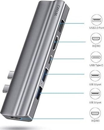 WiWU T9 8‐in‐1 USB-C Hub (Aluminum Alloy Case)