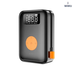 Inflador de Pneus Portátil WiWU WI-AI003 | Compressor Digital 90W com Bateria de 5.000mAh (2x 2500mAh) – Cilindro 22 para Carros, Motos e Bicicletas
