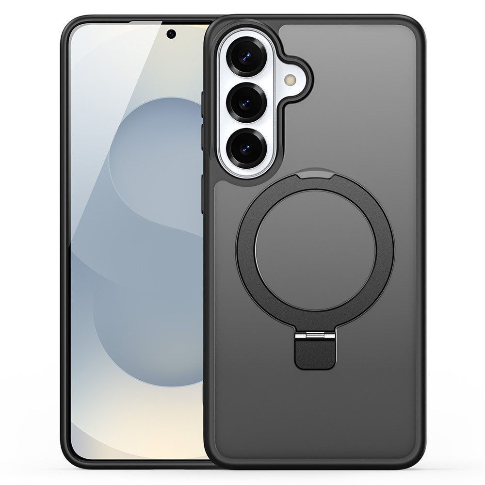 Capa VAWI Vanquish MagSafe Transparente com Suporte Stand de Anel para Smartphone Samsung Galaxy A37 / Galaxy A36 / Galaxy A56 5G - Transparente com Anel Preto