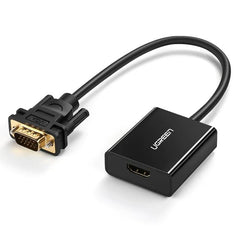 UGreen VGA Male to HDMI Female with 3.5mm Audio + USB-C Female Power Port 1080P@60Hz Adapter (Black)