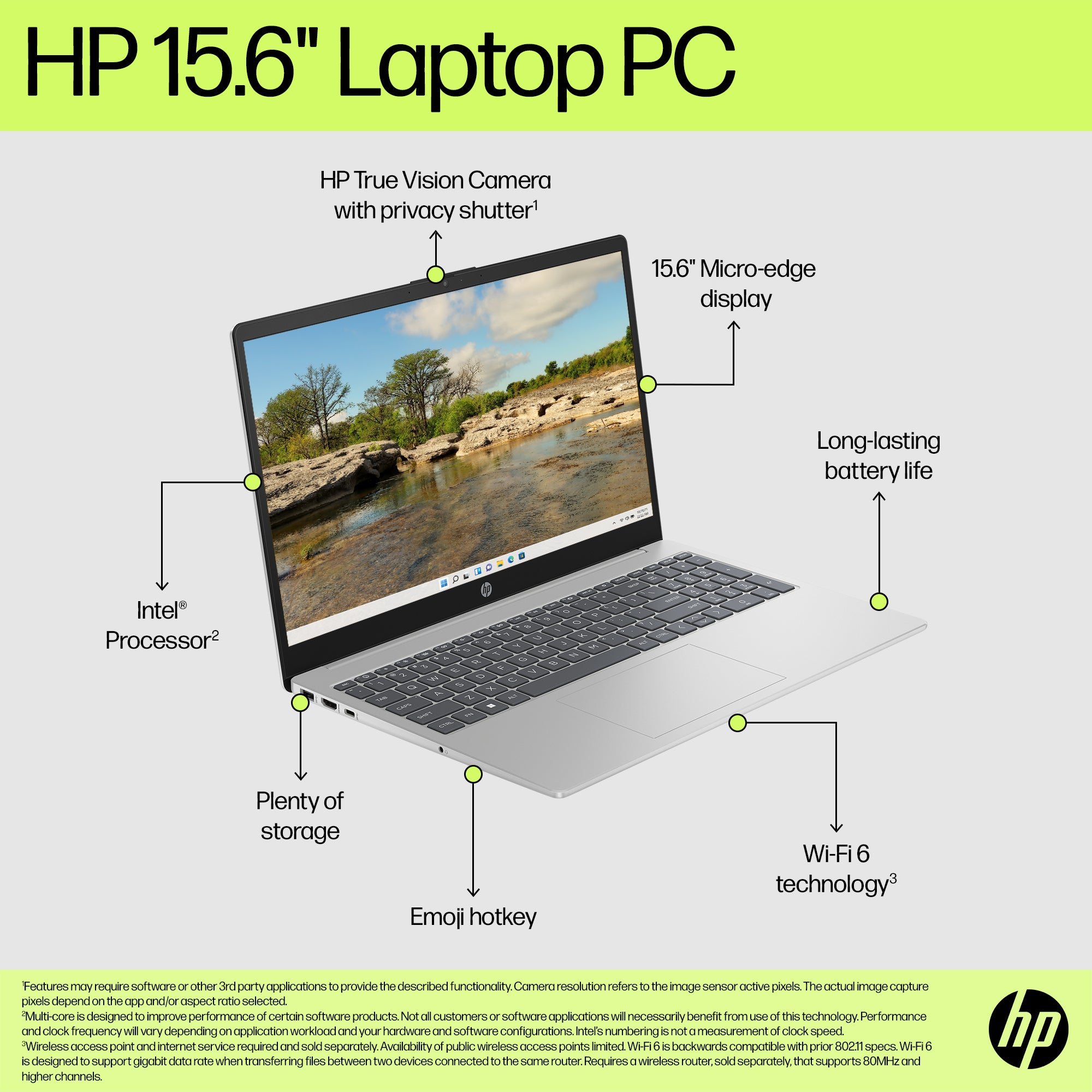 LAPTOP HP 15-fd0154wm | PRODUTIVIDADE E INTELIGÊNCIA ARTIFICIAL Grandes Destaques: Processador Intel® Core™ Ultra 5 | Ecrã IPS Touchscreen de 15.6" | Gráficos Intel® Arc™