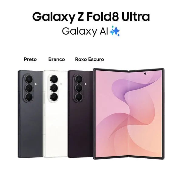 Smartphone dobrável Samsung Galaxy Z Fold8 Ultra 5G 12GB RAM 256GB Tela 8.0" Dynamic AMOLED 2X 120Hz Snapdragon 8 Elite Gen 5 Estrutura em Titânio