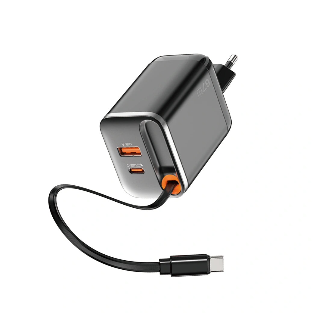 Wi-G020 – CARREGADOR DE CELULAR  Carregador WiWU Wi-G020 67W GaN com Cabo Type-C Retrátil