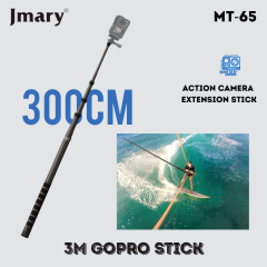 Bastão de Selfie Jmary MT-65 em Fibra de Carbono | Extensão de 3 Metros para Câmeras de Ação – Ultra Leve e com Tripé