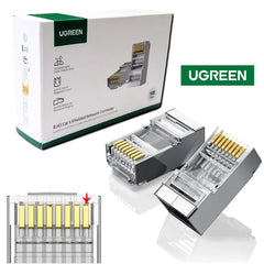 Ugreen 50248 Conector RJ45 Cat6 Blindado – Pacote com 100 Peças