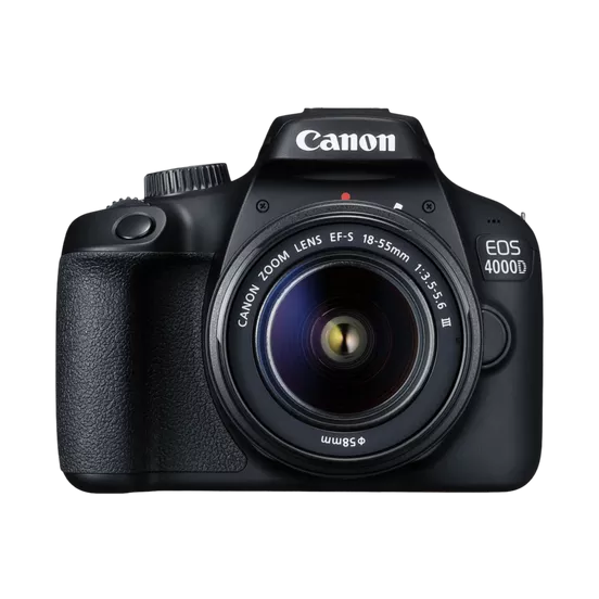 Kit Canon EOS 4000D com lente 18-55mm, cartão de memória e bolsa