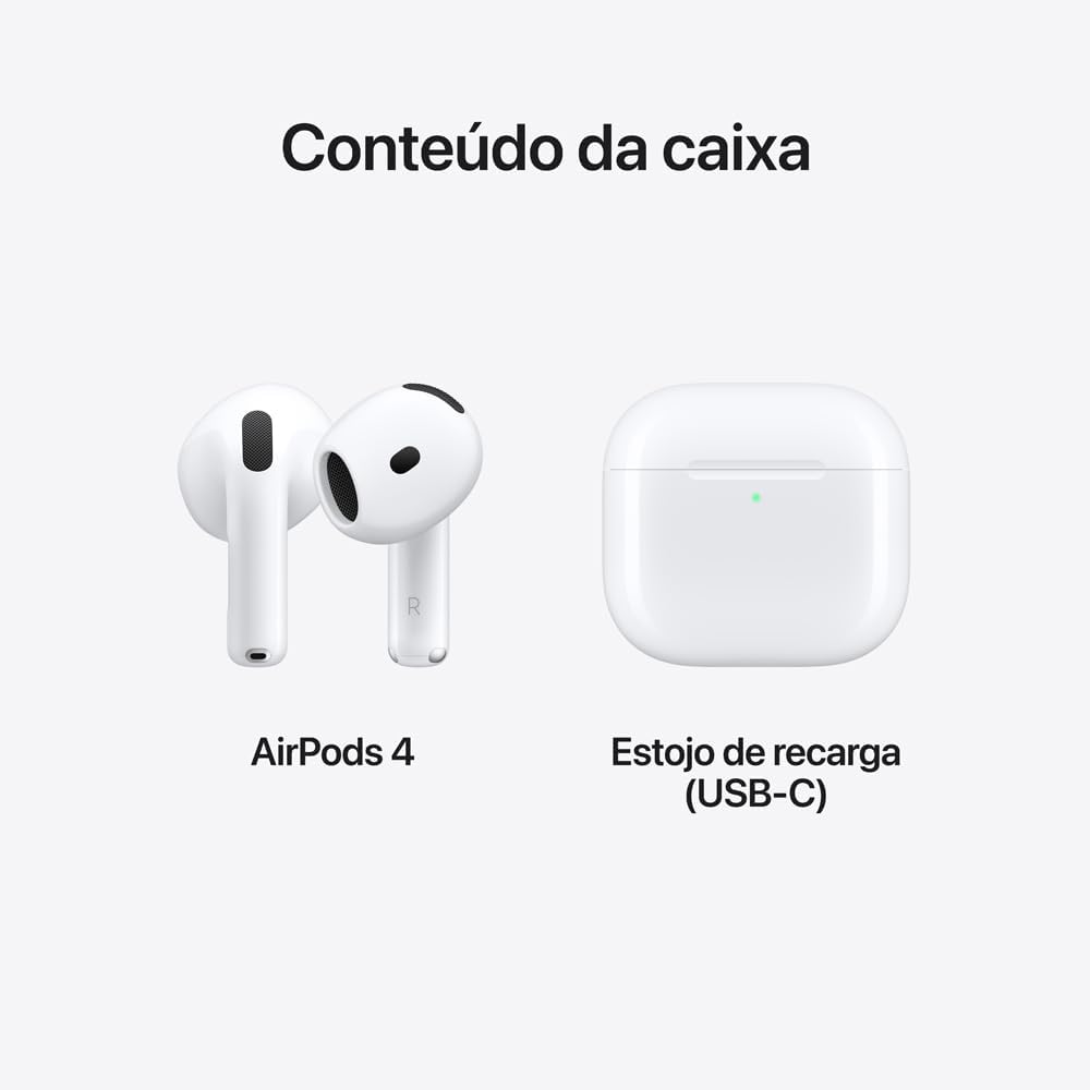 Apple AirPods 4 | Chip H2, Áudio Espacial e Estojo de Recarga USB-C