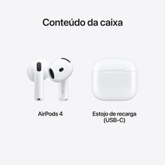 Apple AirPods 4 | Chip H2, Áudio Espacial e Estojo de Recarga USB-C