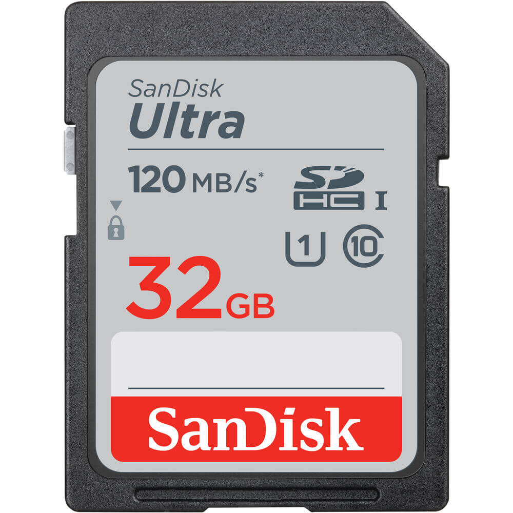 SanDisk Ultra 32GB SD Card SDXC Class 10 UHS-I com Velocidade de Leitura de 120MB/s