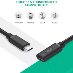 UGREEN Cabo Extensor USB-C Macho para Fêmea Gen 2 – 1 Metro (10387)