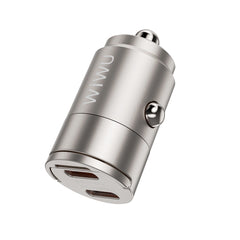 Carregador Automotivo WiWU Nano Dual C 30W | Perfil Ultra Baixo em Liga de Zinco – Duas Saídas USB-C com Tecnologia PD 3.0, PPS e QC 4.0+