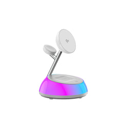 Carregador Sem Fios 3-em-1 WiWU Aurora Wi-W036 | Estação de Carga Magnética 15W para iPhone (MagSafe), Apple Watch e AirPods