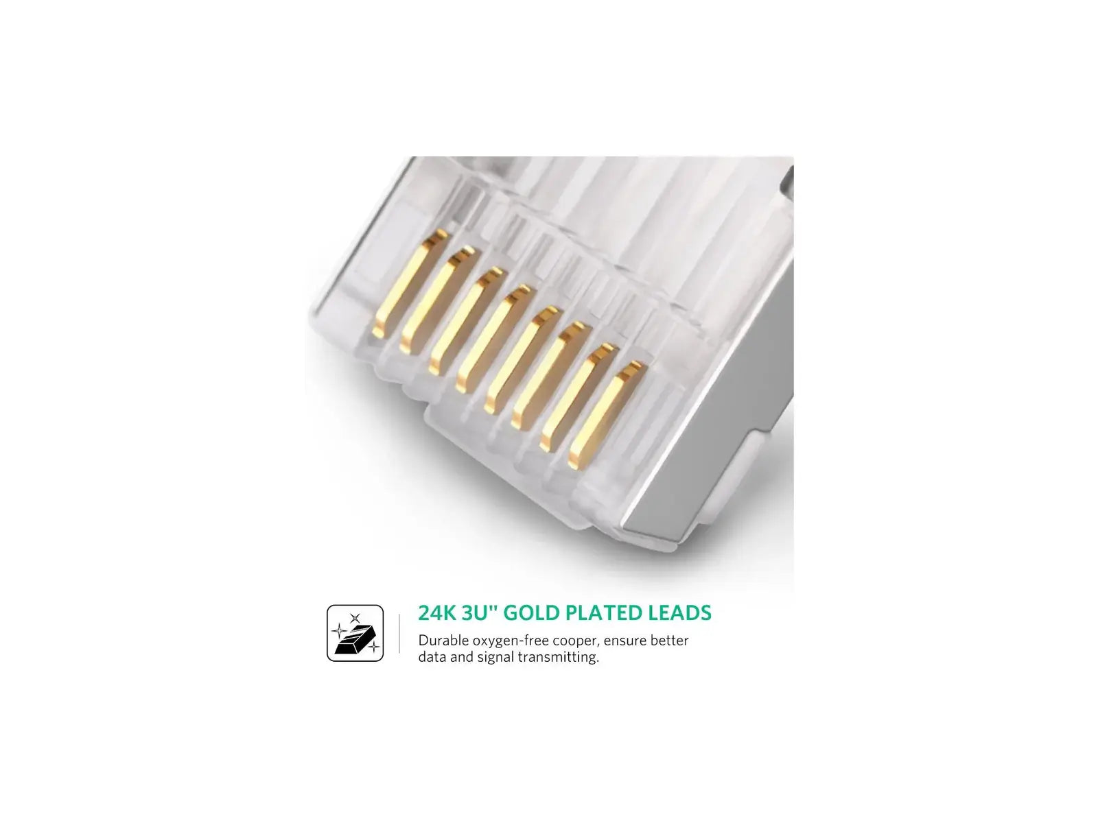 UGREEN 20333 – Conector RJ45 Cat 6 Metálico (Pacote com 10 unidades)