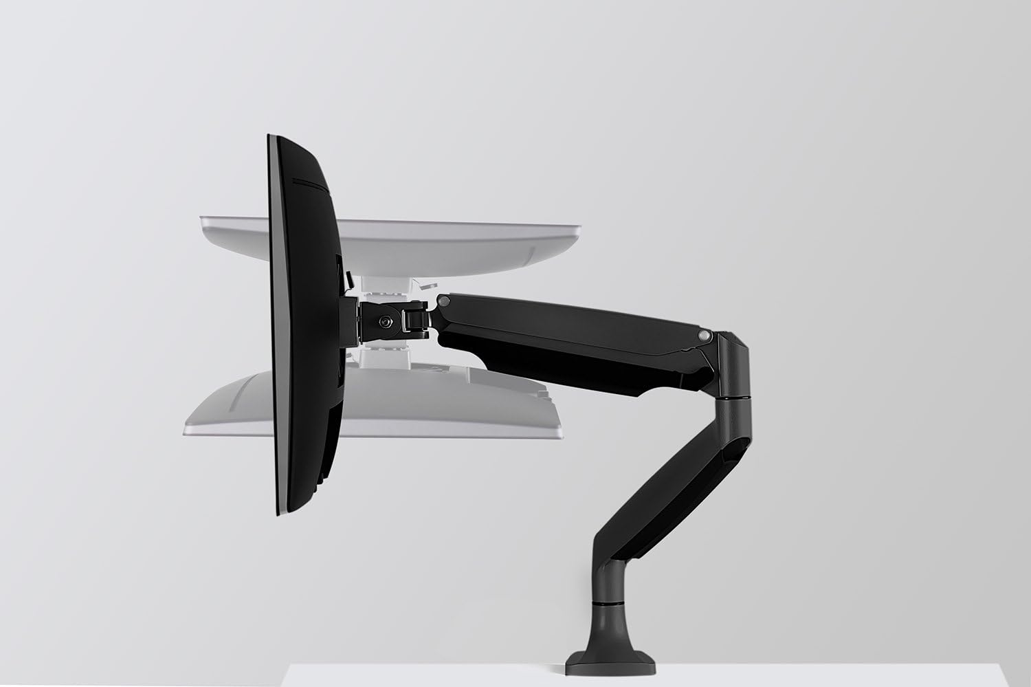 Suporte de Mesa Articulado com Braço para Monitor 17" a 30" (Preto) | Ajuste de Altura e Inclinação, Sistema de Gestão de Cabos Integrado, Fixação por Grampo/Furo e Compatibilidade VESA