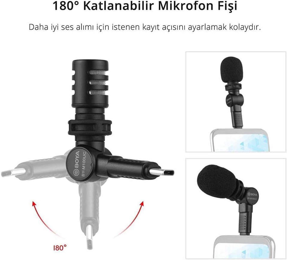 Microfone Condensador Miniatura Boya BY-M100UC Tipo C