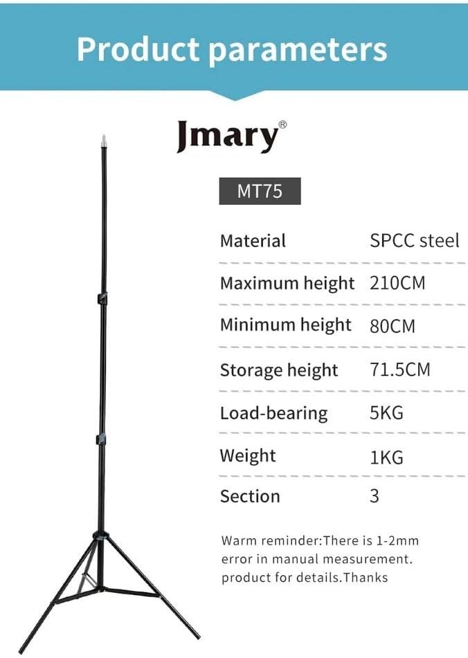 Tripé Profissional Jmary MT-75 | Altura de 2.10m – Cabeça Giratória Panorâmica e Carga até 5kg