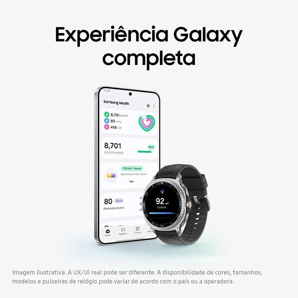 Smartwatch Samsung Galaxy Watch8 Classic 46mm Bluetooth / GPS Tela Super AMOLED de Safira com Catraca Giratória