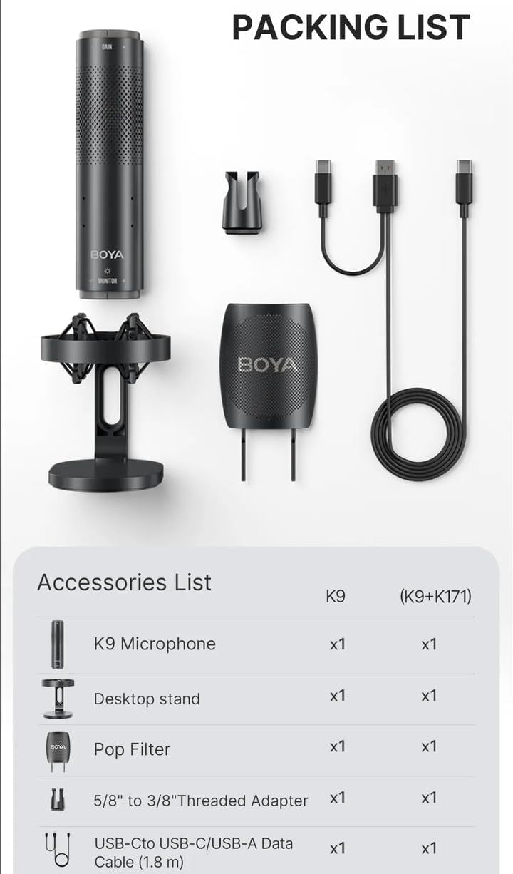 Microfone Condensador USB BOYA K9 Vibrant Lighting