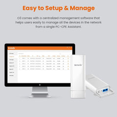 Router Antena Exterior Tenda O3 V2.0 Point-to-Point CPE 5km | Velocidade 150Mbps na Frequência 2,4GHz, Antena Direcional de 12dBi, Proteção IP64 À Prova de Água e Suporte PoE