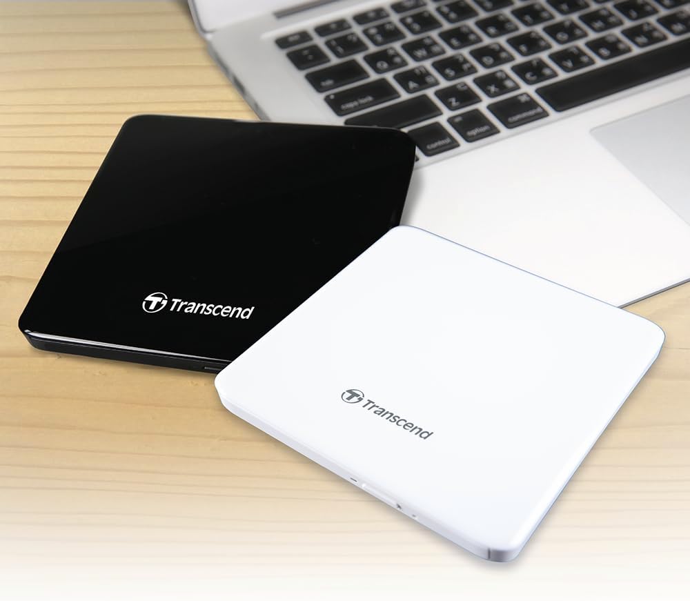 Gravador e Leitor Externo de CD/DVD Transcend TS8XDVDS-K Ultra Slim USB 2.0 Suporte M-DISC Preto