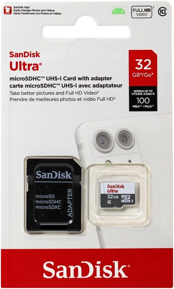SanDisk Cartão de Memória Ultra 32GB Micro SD HC Classe 10 – SDSQUNB-032G-GN3MN