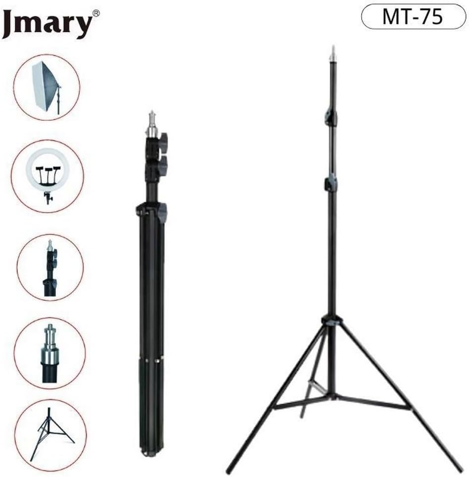 Tripé Profissional Jmary MT-75 | Altura de 2.10m – Cabeça Giratória Panorâmica e Carga até 5kg