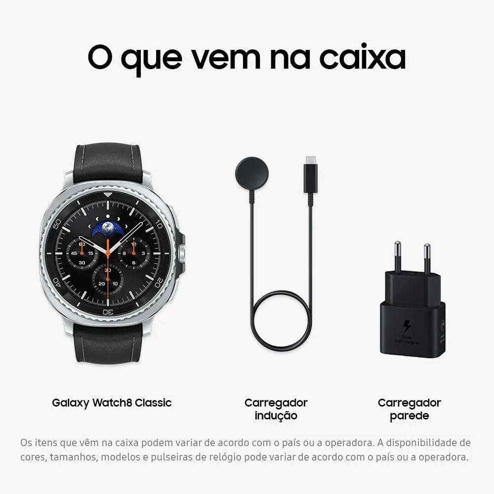 Smartwatch Samsung Galaxy Watch8 Classic 46mm Bluetooth / GPS Tela Super AMOLED de Safira com Catraca Giratória