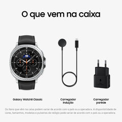 Smartwatch Samsung Galaxy Watch8 Classic 46mm Bluetooth / GPS Tela Super AMOLED de Safira com Catraca Giratória