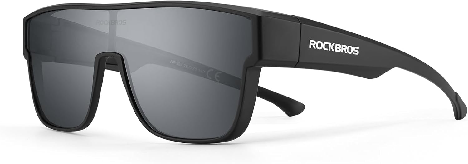 ROCKBROS Polarized Fit Over Glasses Sunglasses – Óculos Envelopantes Polarizados com Proteção UV400 (Unissex)