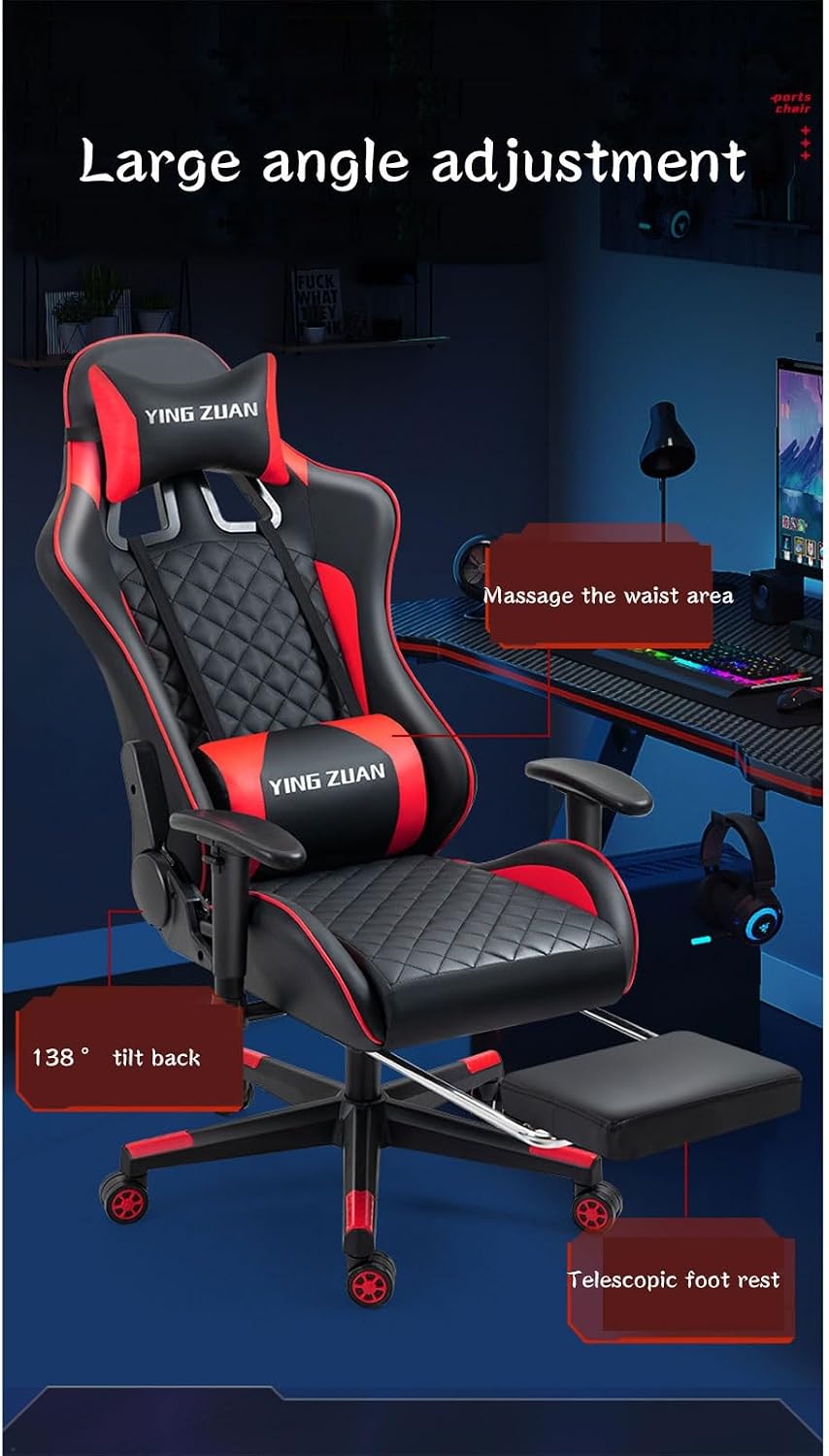 Cadeira Gamer Ying Zuan Premium – Ergonómica, Ajustável e Giratória