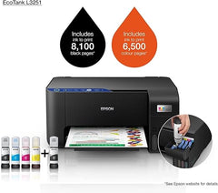 🖨️ Epson EcoTank L3251 – Impressora de Tanque de Tinta A4 Colorida 3 em 1 com Wi-Fi