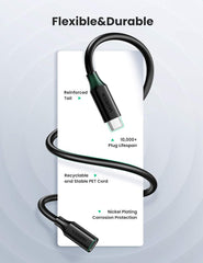 UGREEN USB-C/M para USB-C/F Gen2 5A Cabo de Extensão 1m (Preto) – 10387
