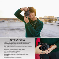 Câmera Mirrorless Full-Frame Canon EOS R8 com Lente RF 24-50mm f/4.5-6.3 IS STM
