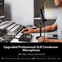 Kit de Áudio Podcast Maonocaster AME2A: Placa de Som XLR Externa com Mesa de Mistura e Microfone Condensador