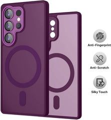 Capa Moobifi Clear Matte MagSafe com Proteção Dedicada de Câmara para Smartphone Samsung Galaxy S26 Ultra (LHA54) - Transparente Fosca / Roxo Violeta