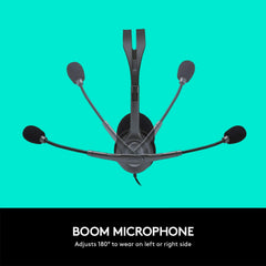Headset Estéreo Logitech H111 On-Ear com Microfone Giratório P2 Único (Preto)