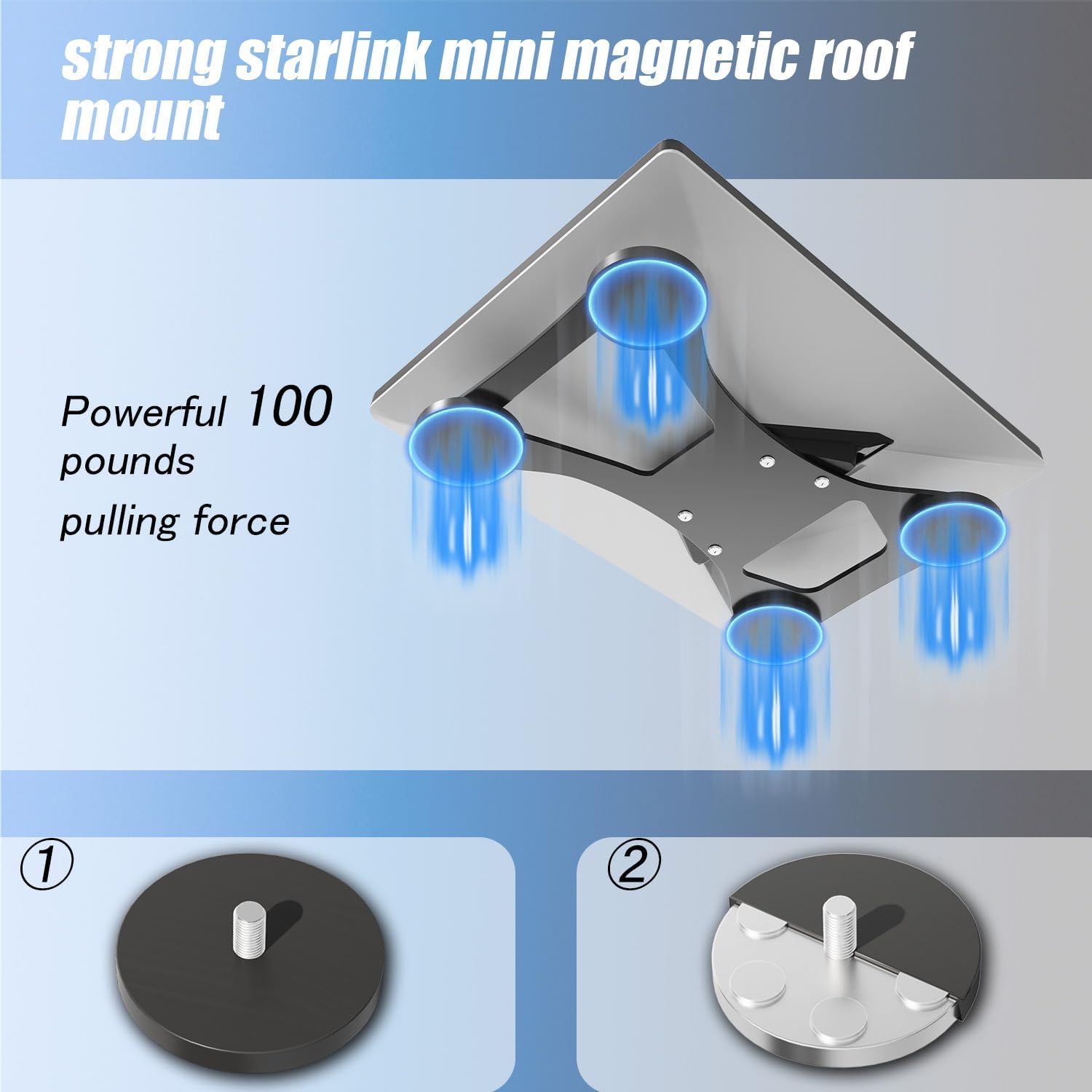 Suporte Magnético e de Vácuo para Antena Starlink Mini com Ventosas de Alta Pressão TS16 - Preto